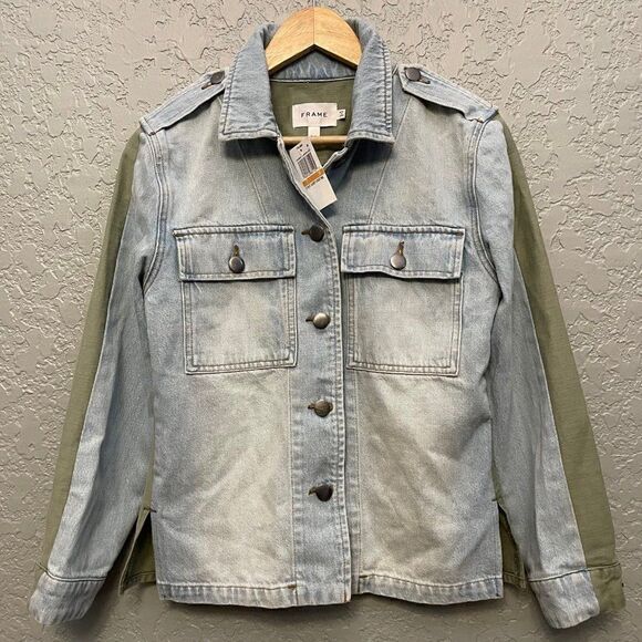 FRAME Cargo Denim Jacket $345 - Picture 1 of 12